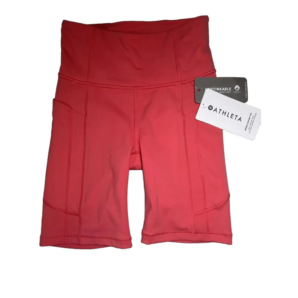 Athleta Ultimate Stash II 7-in Short Women's Size XXS Salmon Pink Biker Shorts